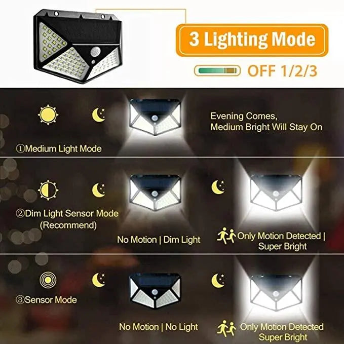 Latest Solar Lights for Garden 100 LED Motion Sensor Security Lamp for Home,Outdoors Pathways | Bright Solar Wireless Security Motion Sensor 100 Led Night Light (100 LED) - ShoppingDragons