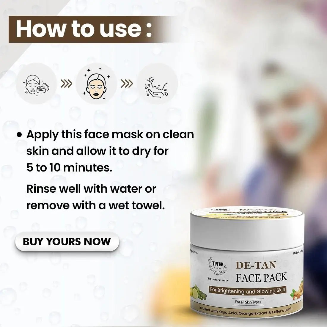 DE-Tan Face Pack for Glowing & Radiant Skin 50gm - ShoppingDragons