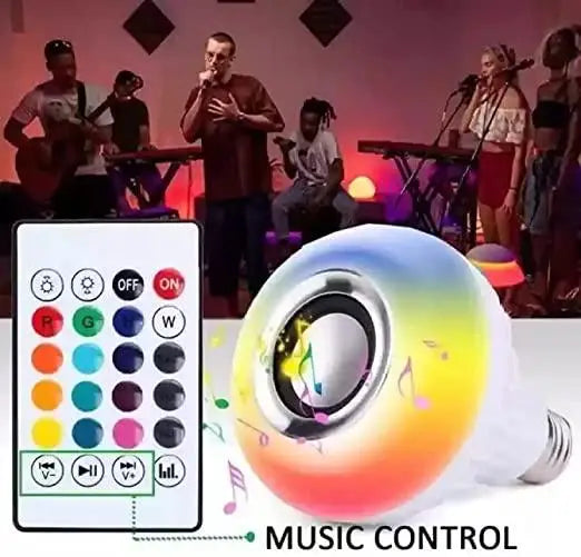 Multicolor Rgb Music Bulb, Wireless Bluetooth Bulb With Speaker And Remote Control 3gfndn-ee