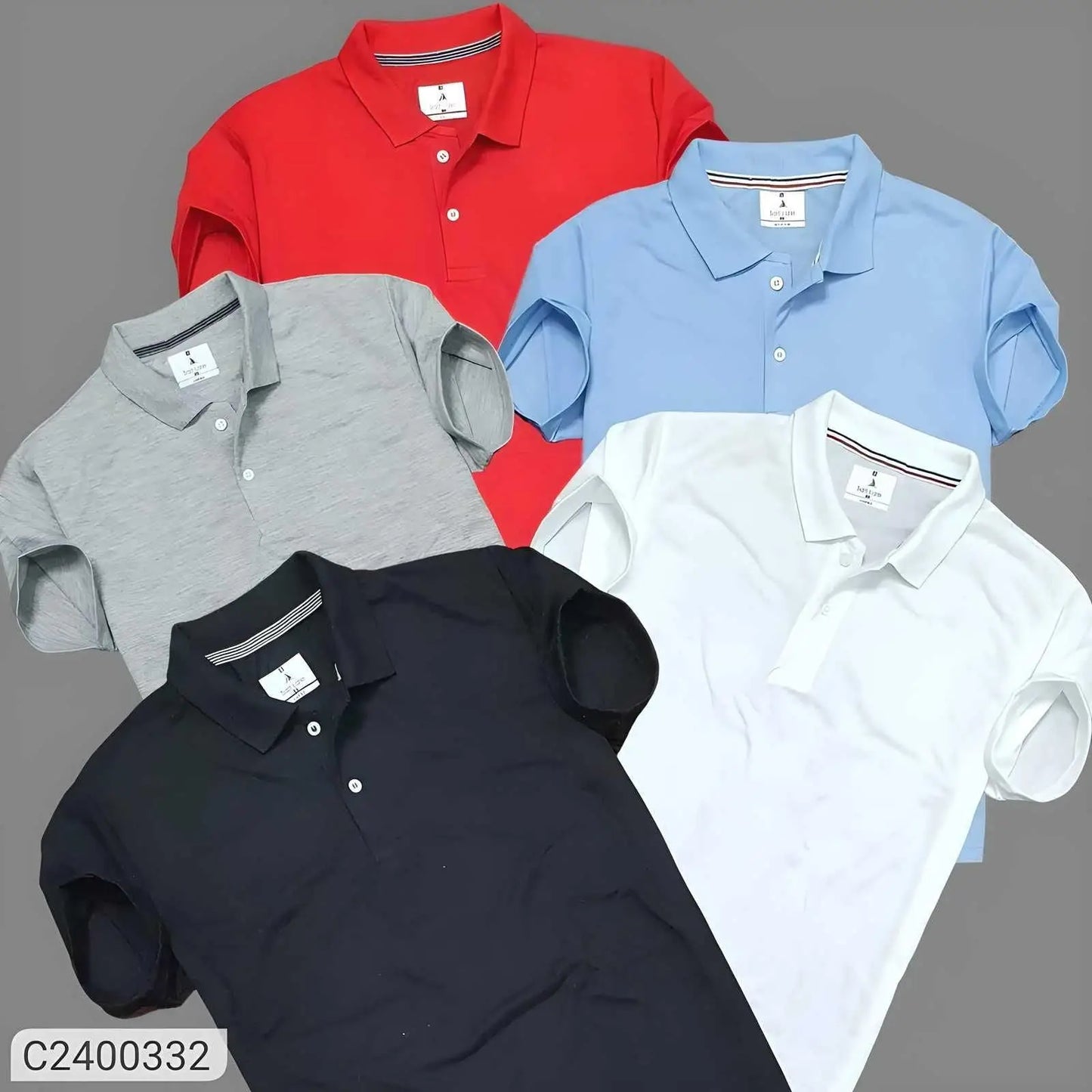 Plane Matty Solid Half Sleeves Mens Polo neck T-Shirt Pack Of 5 3gfndn-ee