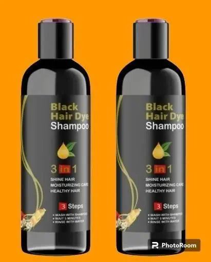 Unisex Instant Black Herbal Hair Dye Shampoo for Grey Hair Coverage Shampoo 3 in 1(100ml) Pack Of 2 - ShoppingDragons