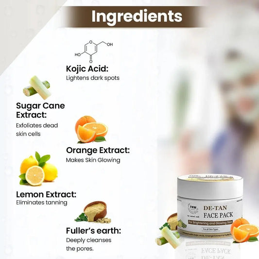 DE-Tan Face Pack for Glowing & Radiant Skin 50gm - ShoppingDragons