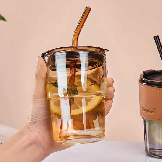 Over Glass Water Bottle with Straw - ShoppingDragons